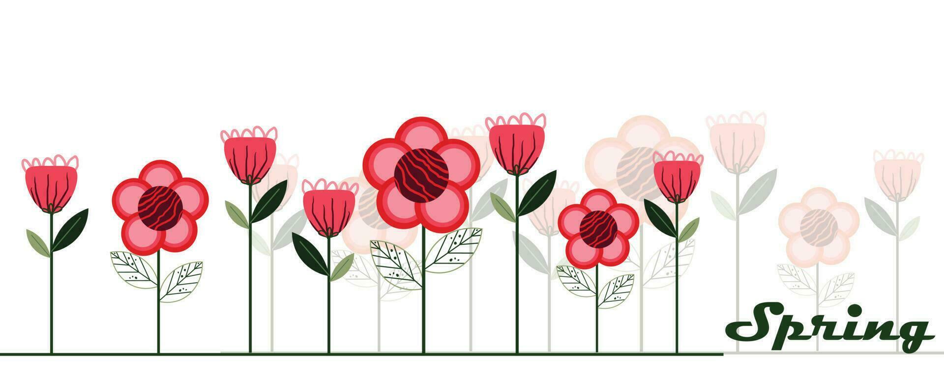 horisontell vit banner eller blommig bakgrund dekorerad vektor