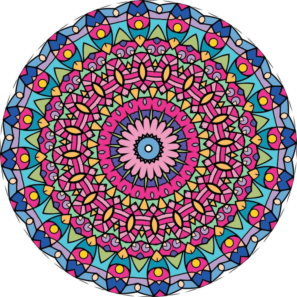 färgglada mandala. dekorativ rund prydnad. isolerad på vit bakgrund. arabiska, indiska, ottomanska motiv. för kort, inbjudningar vektor