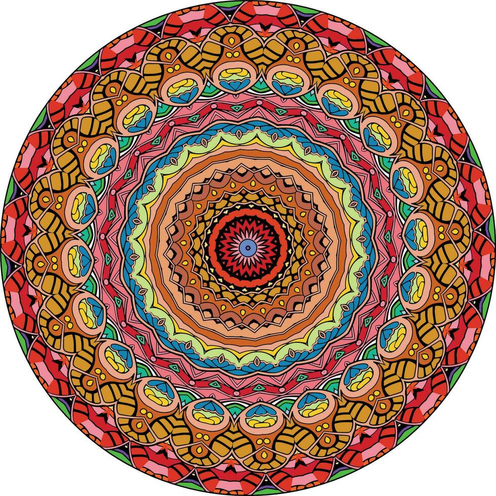 ethnisches mandala mit bunter verzierung. helle Farben. isoliert. vektor