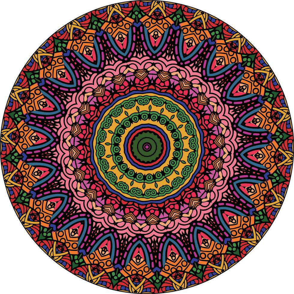 flerfärgad mandala bakgrund. målarbok sida. ovanlig blomform. orientalisk. mönster för antistressterapi. väv designelement vektor