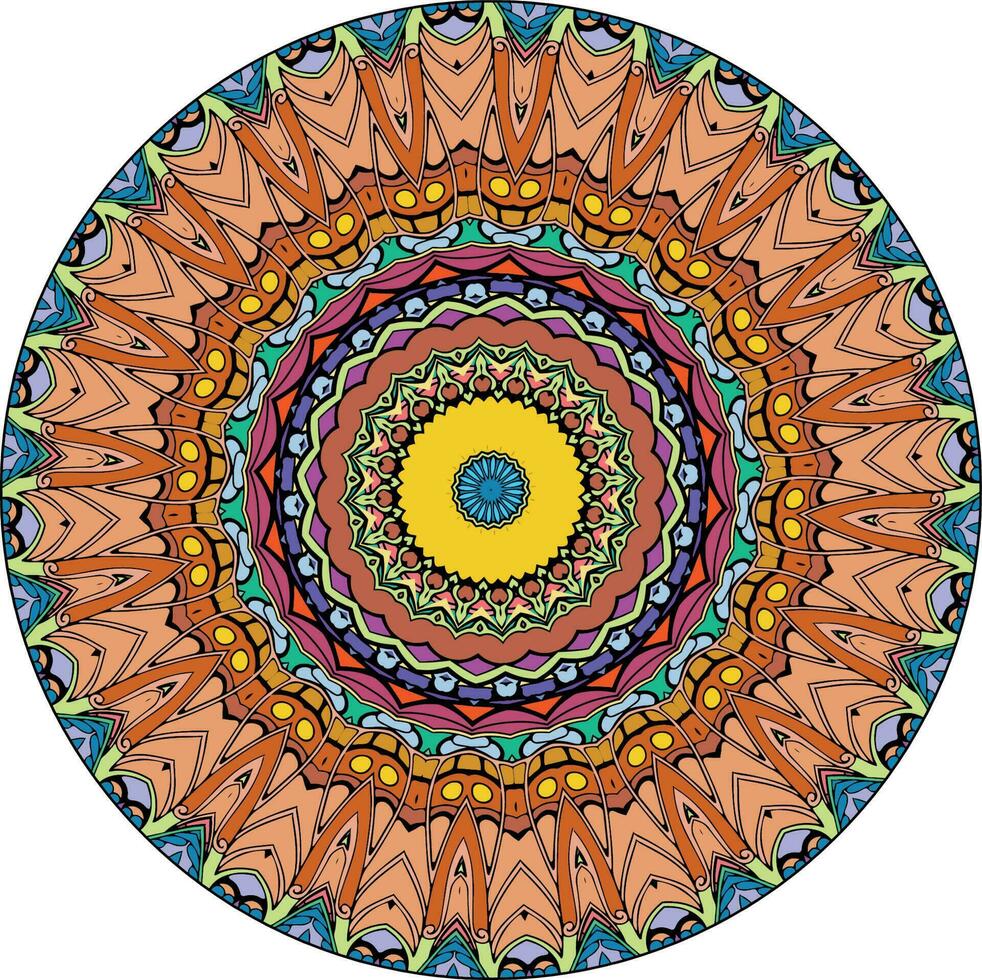 Mandala-Malbuch. Tapetendesign, Fliesenmuster, Hemd, Grußkarte, Aufkleber, Spitzenmuster und Tattoo. Dekoration für die Innenarchitektur. vektor