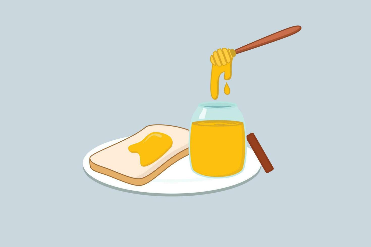 rostat bröd och honung sylt vektor illustration