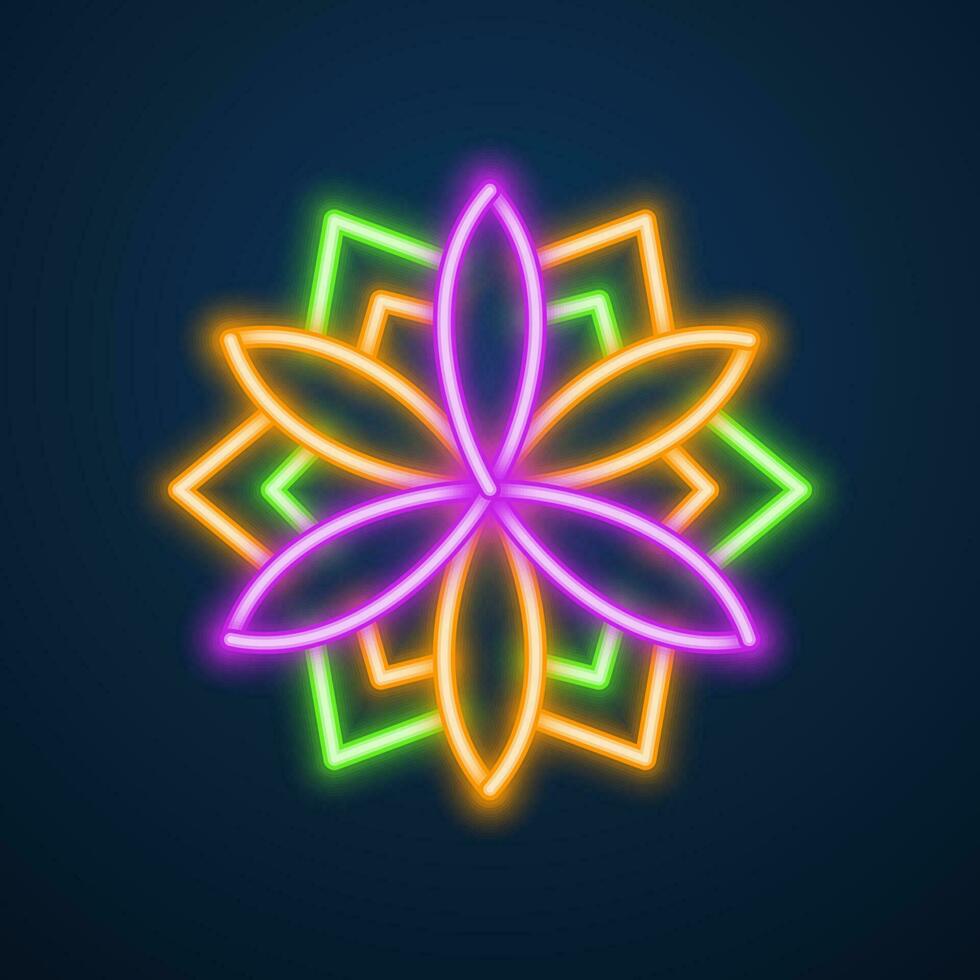 mandala blomma neon effekt vektor