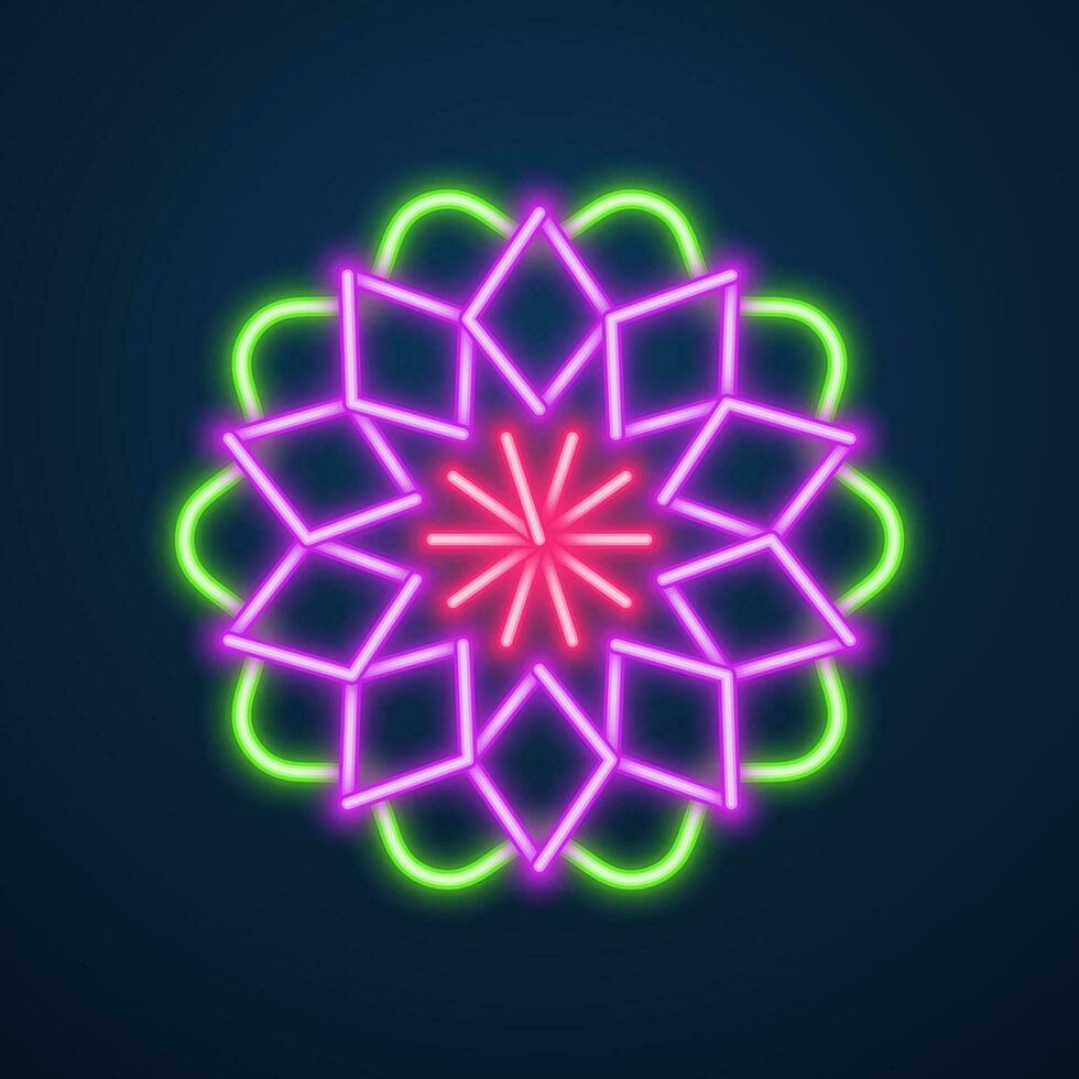Mandala-Blumen-Neon-Effekt-Vektor vektor
