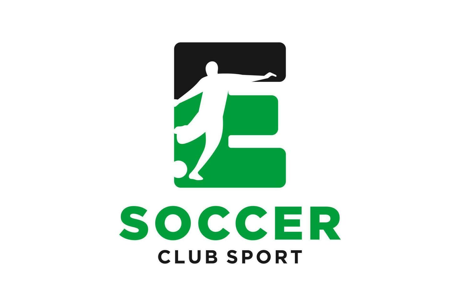 vektor initialer brev e med fotboll kreativ geometrisk modern logotyp design.
