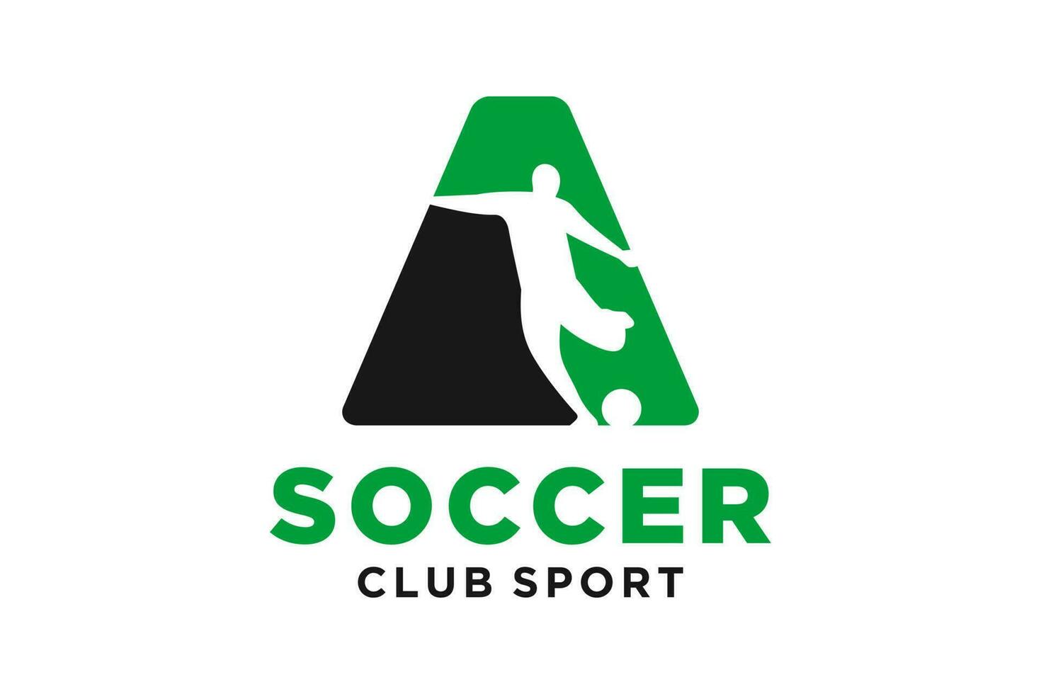 Vektor Initialen Brief ein mit Fußball kreativ geometrisch modern Logo Design.