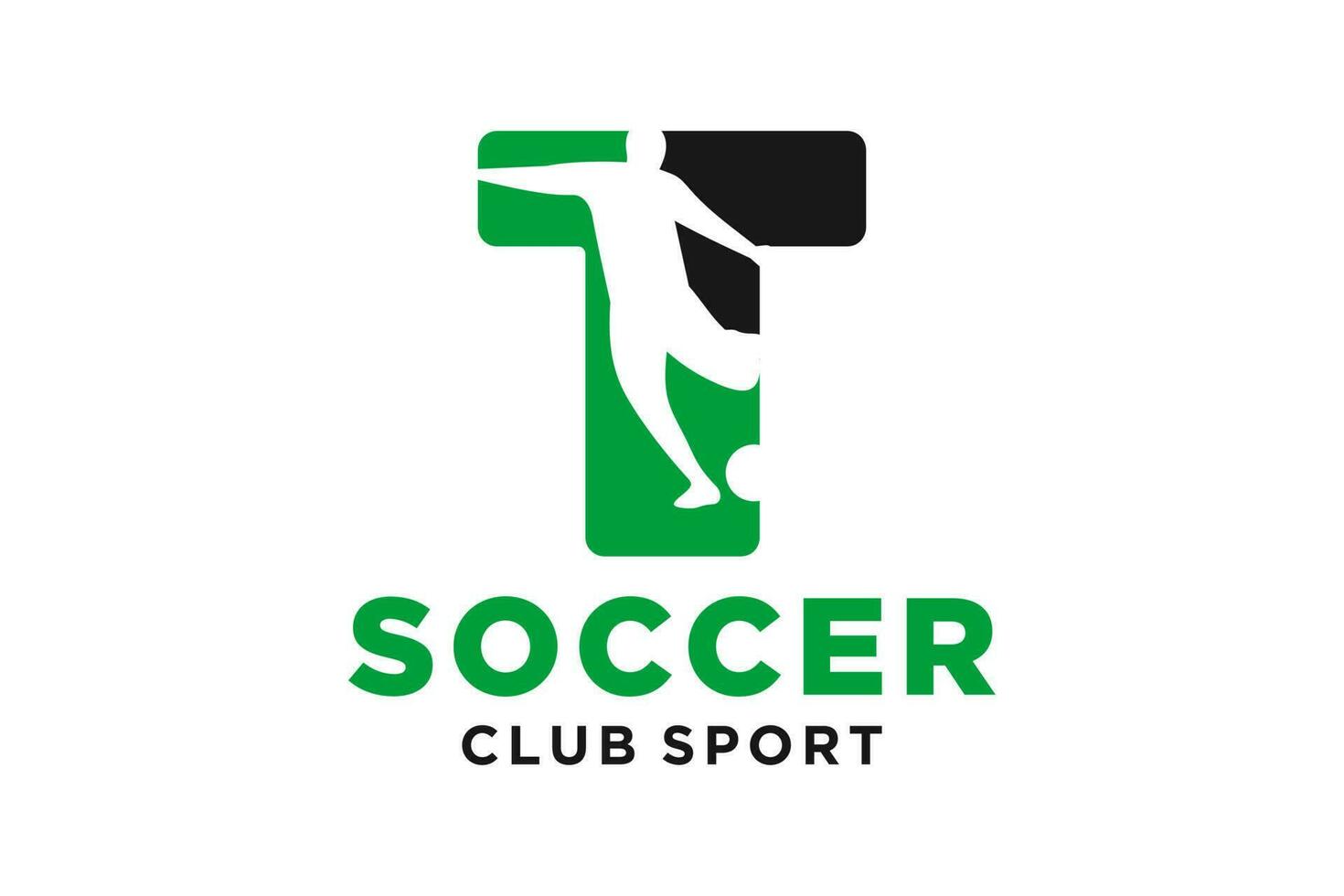 Vektor Initialen Brief t mit Fußball kreativ geometrisch modern Logo Design.