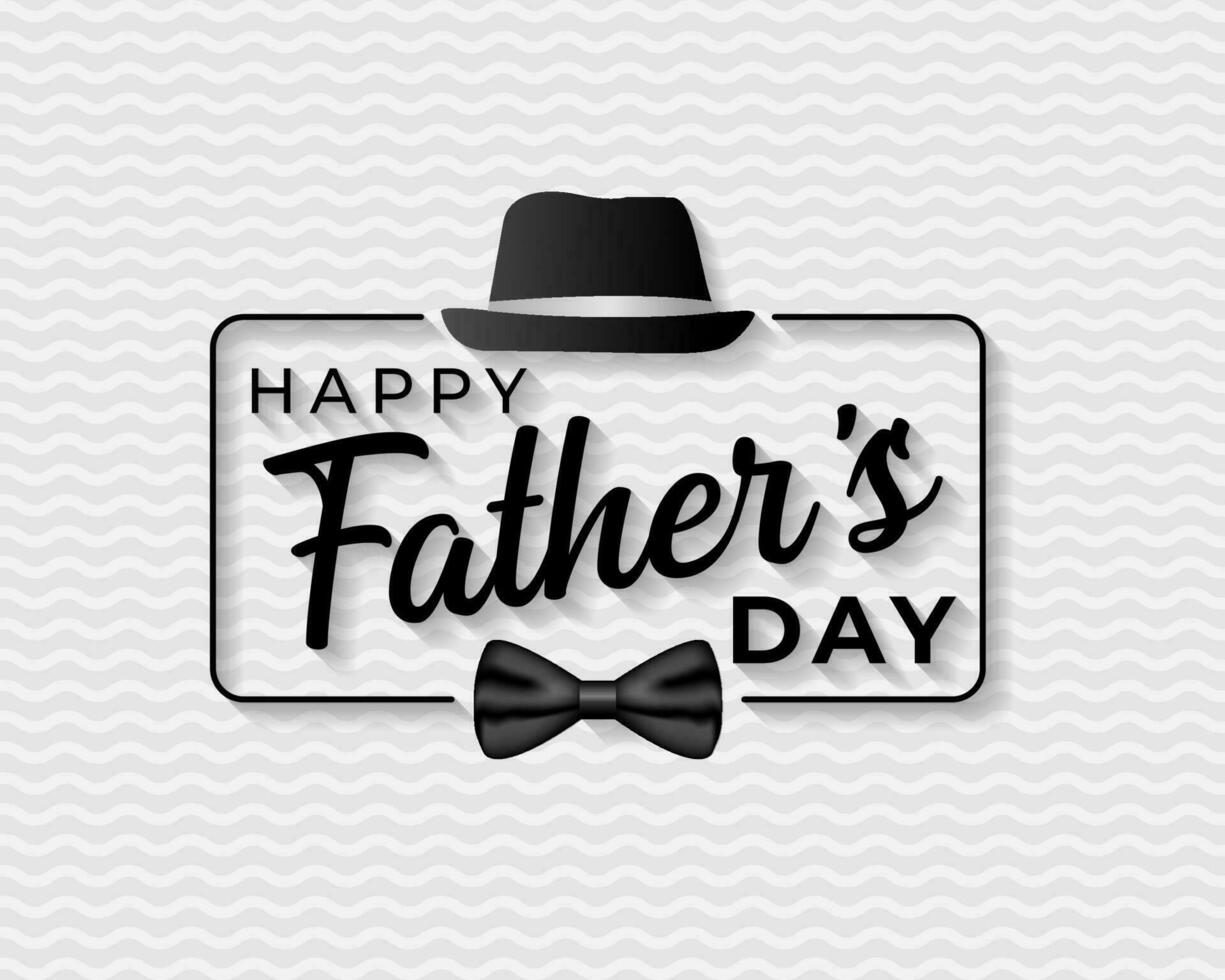 glücklich Väter Tag Gruß. Vektor Hintergrund mit Gekritzel Hut und Schnurrbart Orange Beschriftung im rot Hintergrund