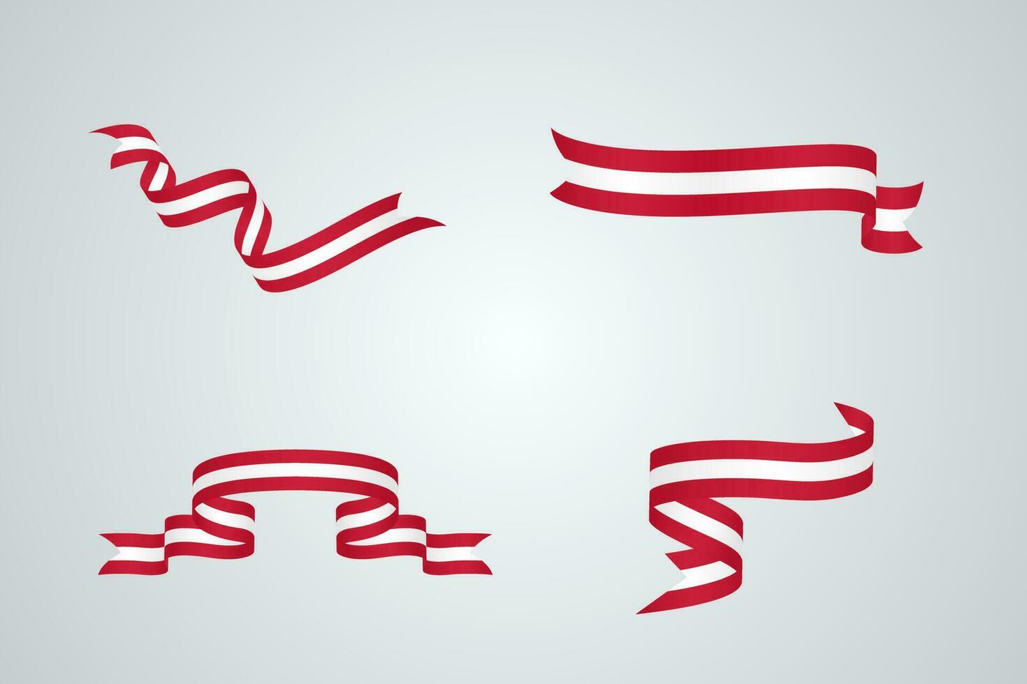 uppsättning av flagga band med palett färger av österrike för oberoende dag firande dekoration vektor