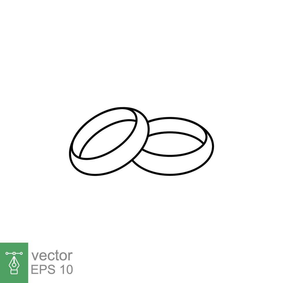 Hochzeit Ringe Symbol. einfach Gliederung Stil. zwei Gold Ringe, verheiratet, Engagement, Liebe Abzeichen Konzept. dünn Linie Symbol. Vektor Symbol Illustration isoliert auf Weiß Hintergrund. eps 10.