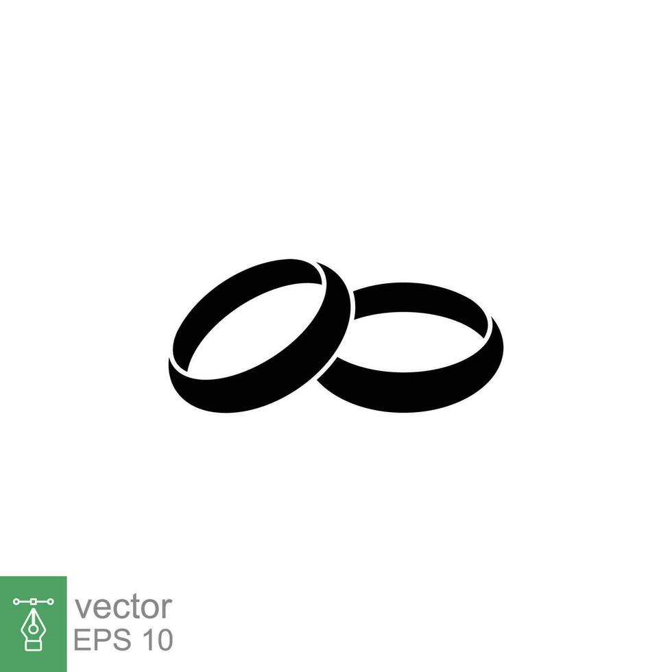 Hochzeit Ringe Symbol. einfach solide Stil. zwei Gold Ringe, verheiratet, Engagement, Liebe Abzeichen Konzept. schwarz Silhouette, Glyphe Symbol. Vektor Symbol Illustration isoliert auf Weiß Hintergrund. eps 10.