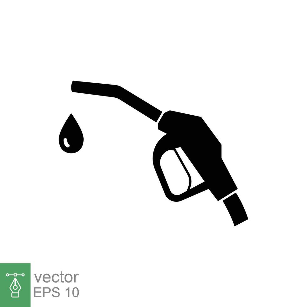 bränsle munstycke ikon. enkel fast stil. pistol för bränsle pump, diesel, tanka, olja, bensin, energi begrepp. svart silhuett, glyf symbol. vektor symbol illustration isolerat på vit bakgrund. eps 10.