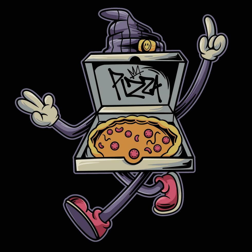 cool Pizza Charakter vektor