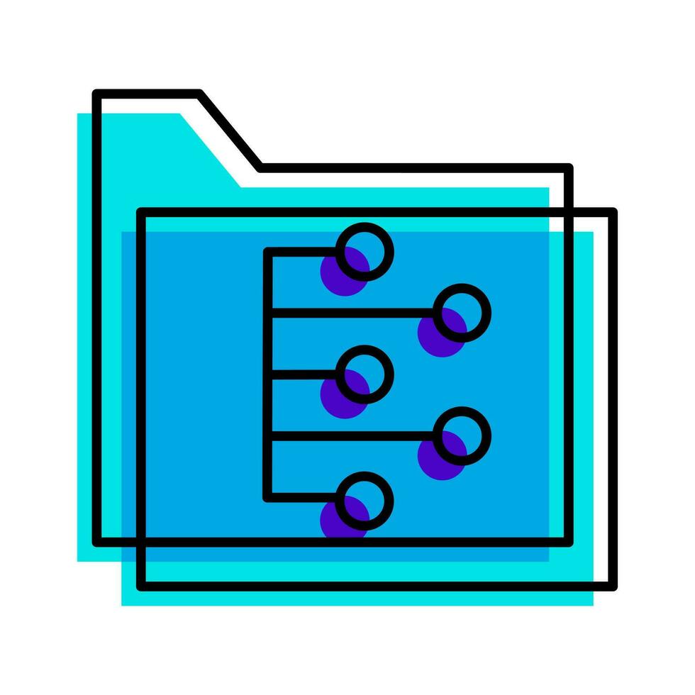 Dateien Mappe Technologie Gliederung Blau Symbol Vektor Illustration
