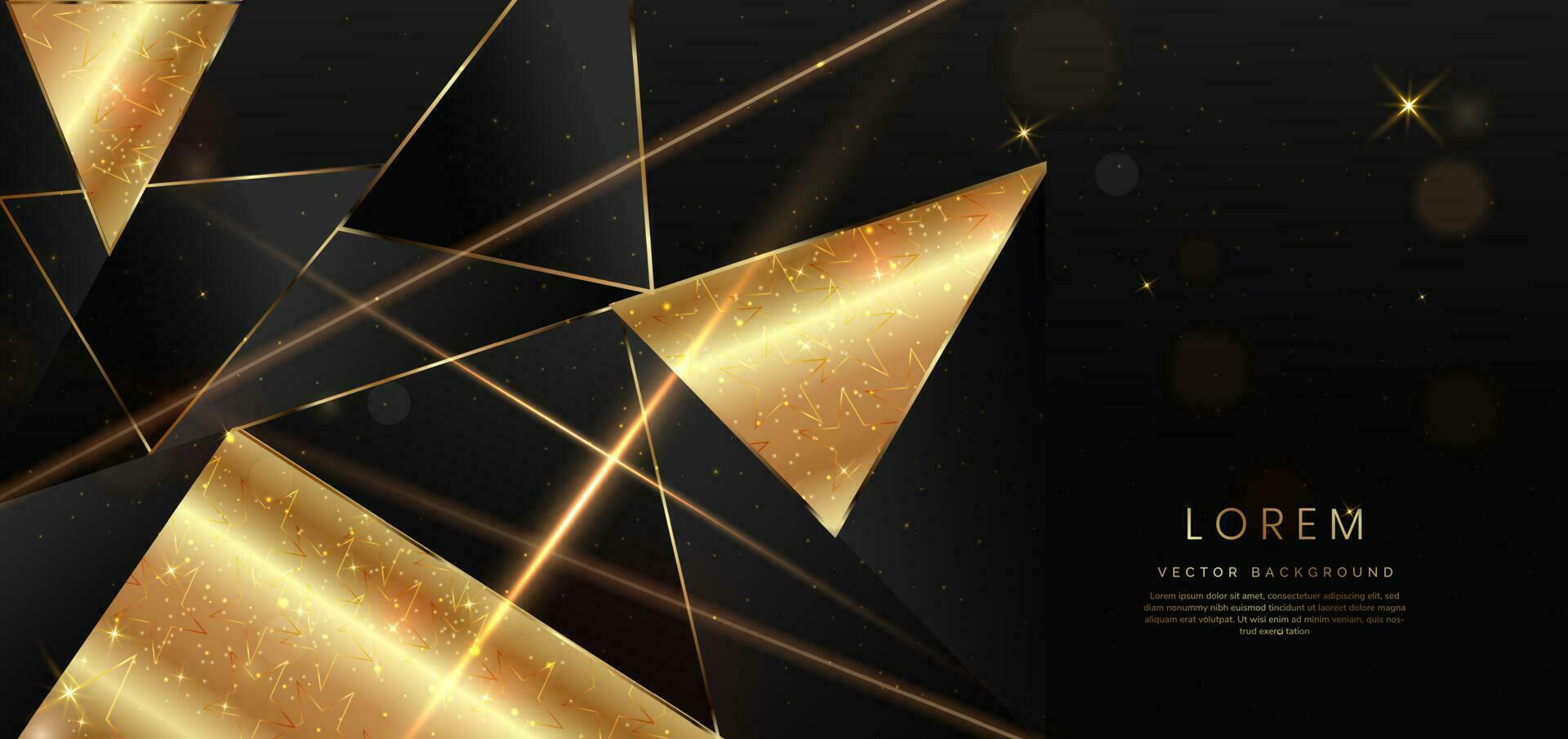 abstrakt elegant Gold glühend diagonal Linie mit Beleuchtung bewirken funkeln auf schwarz Hintergrund. Vorlage Prämie vergeben Design. vektor