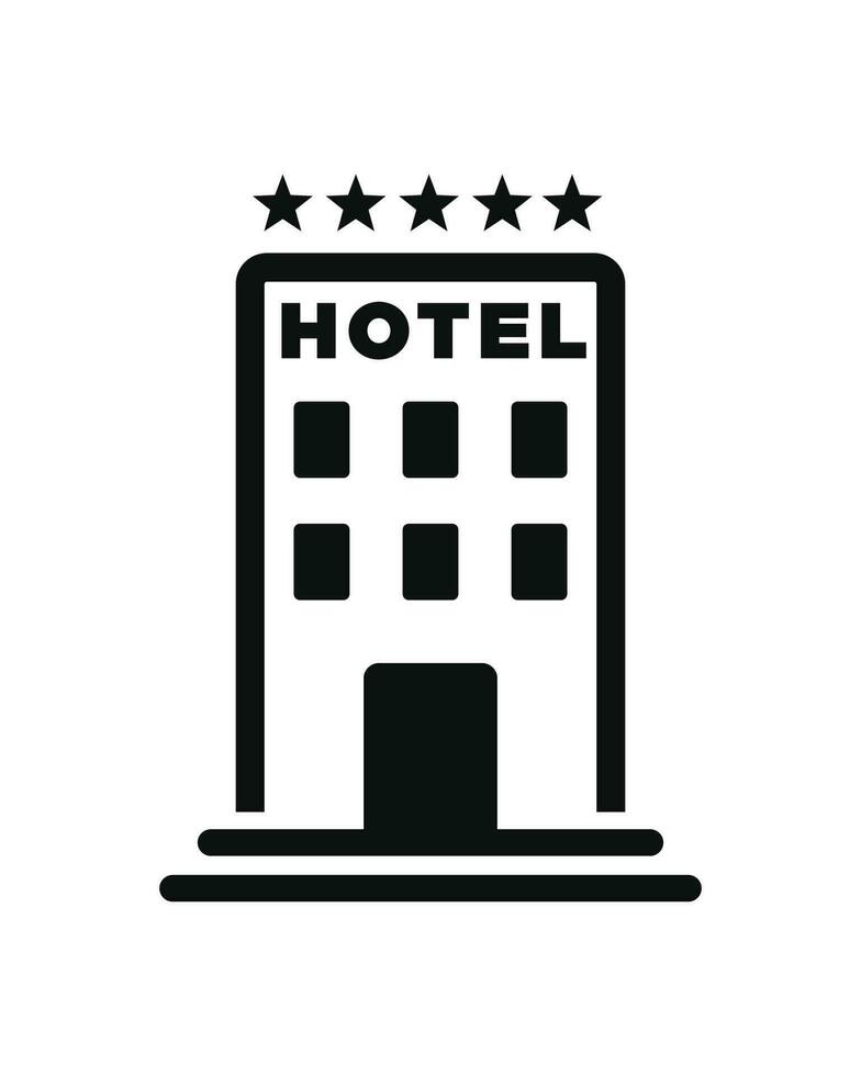 Hotel Gebäude Vektor Symbol isoliert auf Weiß Hintergrund
