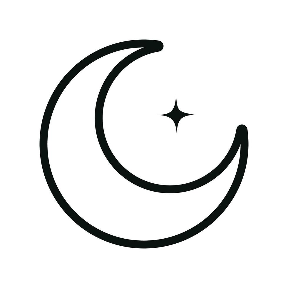 måne och stjärna ikon isolerat på vit bakgrund vektor