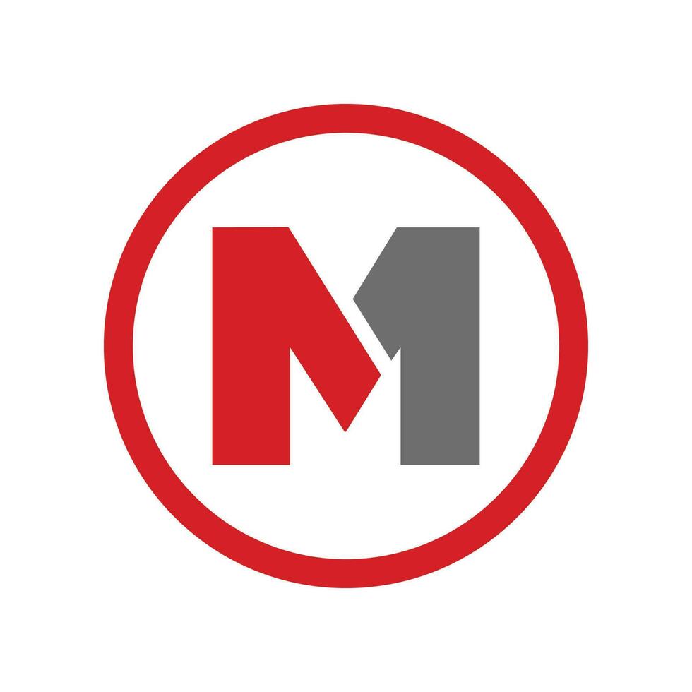 m initial logotyp design vektor