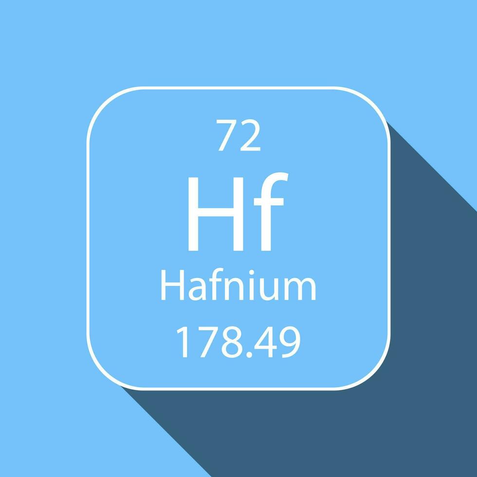hafnium symbol med lång skugga design. kemisk element av de periodisk tabell. vektor illustration.