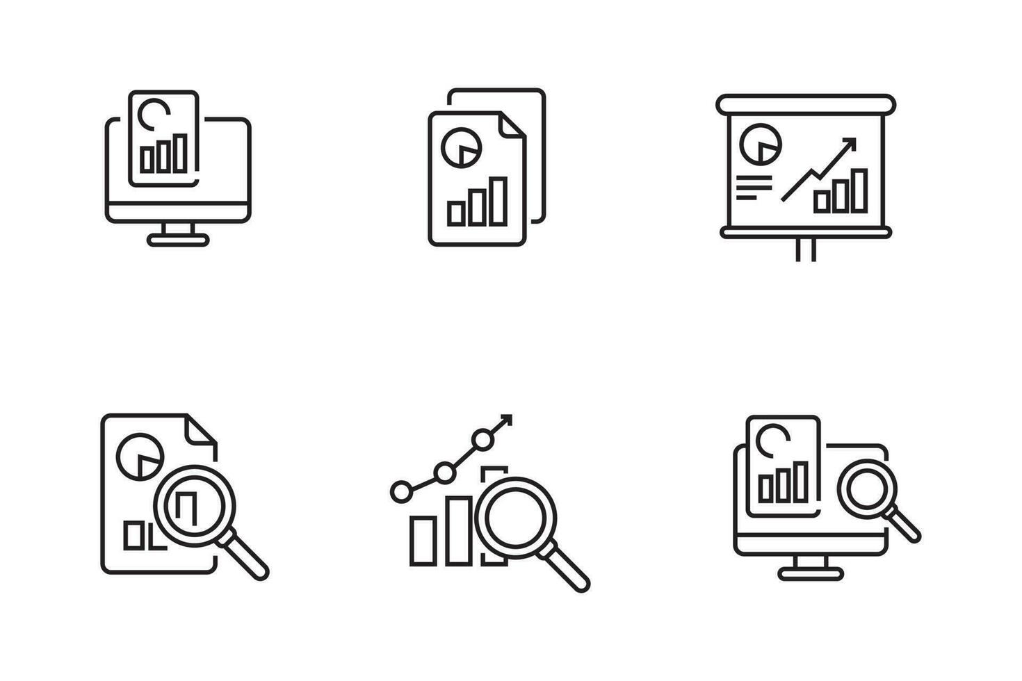 einstellen von Geschäft Analytik Symbole im Linie Stil isoliert auf Weiß Hintergrund vektor