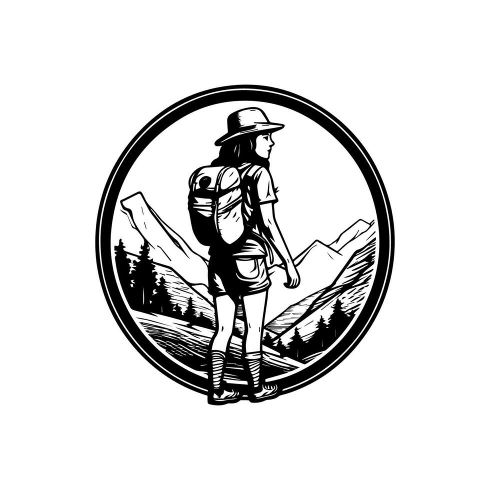 schlagen das Wanderwege mit unser abenteuerlich Wandern Logo Design. diese dynamisch Illustration ist perfekt zum draussen und naturbezogen Marken. vektor