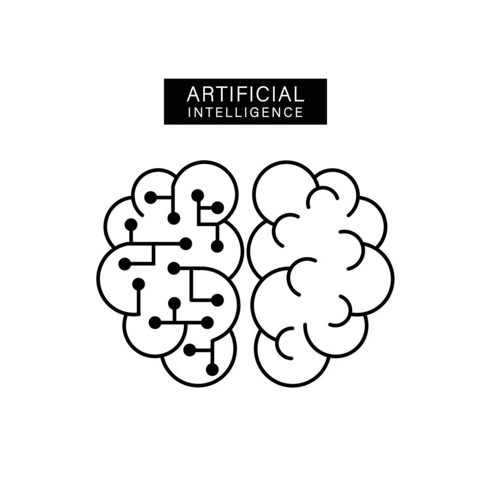künstlich Intelligenz Gehirn mit Mikrochip Symbol. vektor