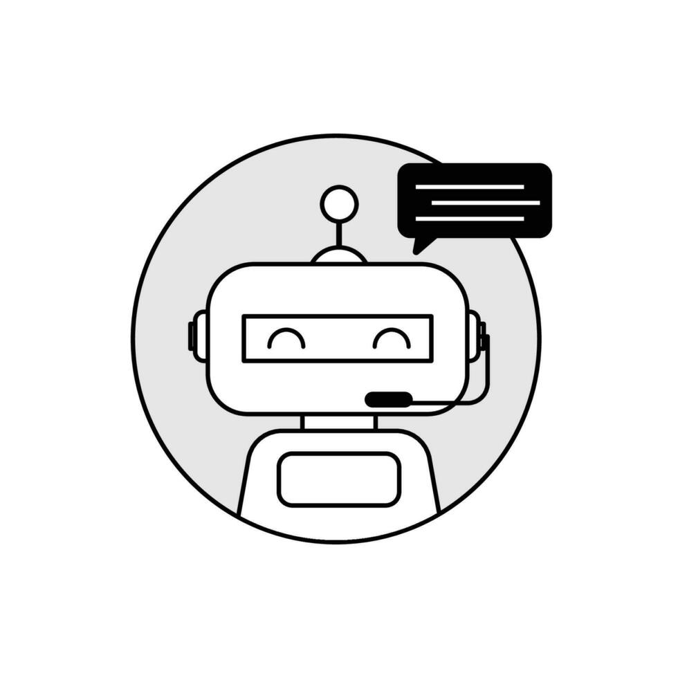 robot ikon t med Tal bubbla i cirkel vektor illustration