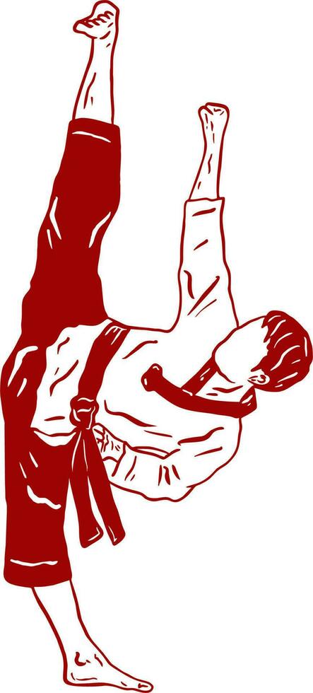 schnelle Kick-Kampftechnik-Silhouette-Vektor-Illustration. modernes und einfaches Logo für Karate-, Judo- und Kampfkunstikone. vektor