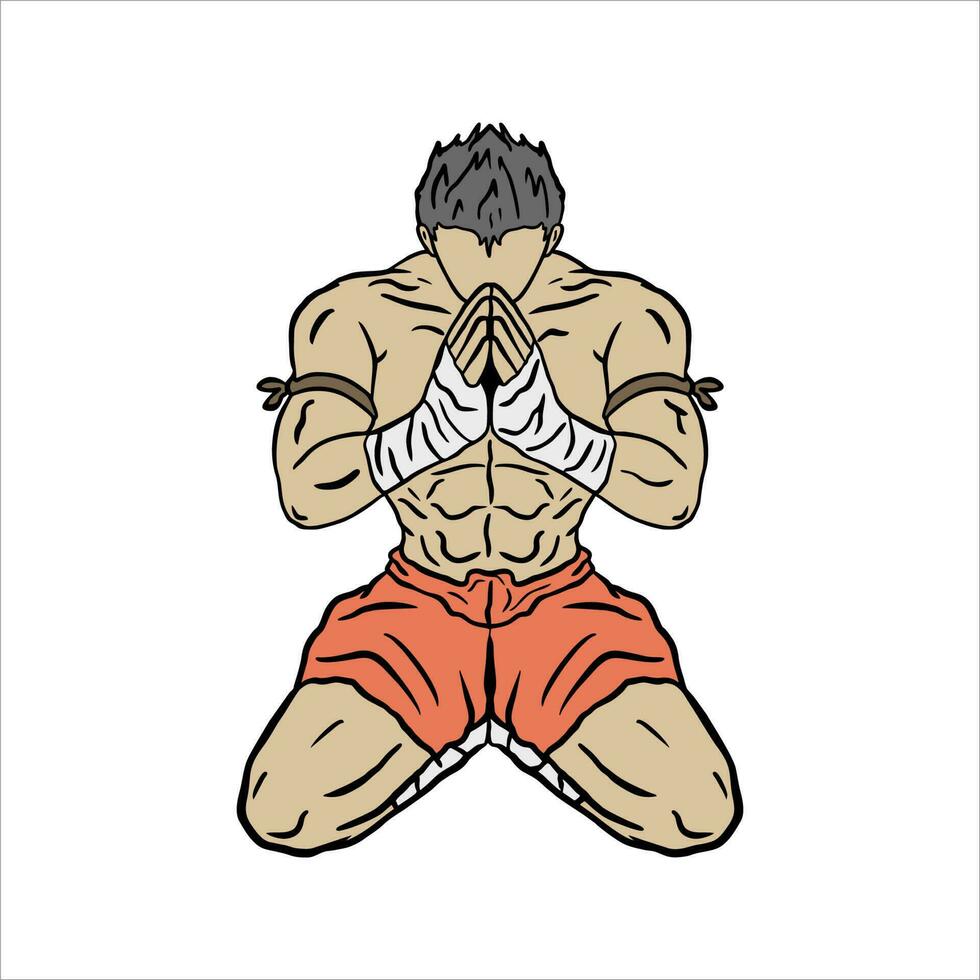 illustration av en muay thai kämpe vektor