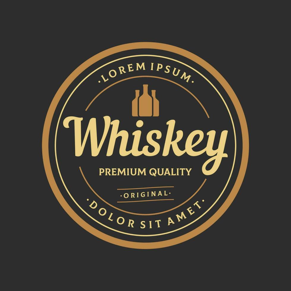 Jahrgang Prämie Whiskey Logo Etikette mit Hand Beschriftung. zum Getränke , Rum, Kneipe, Unternehmen. vektor