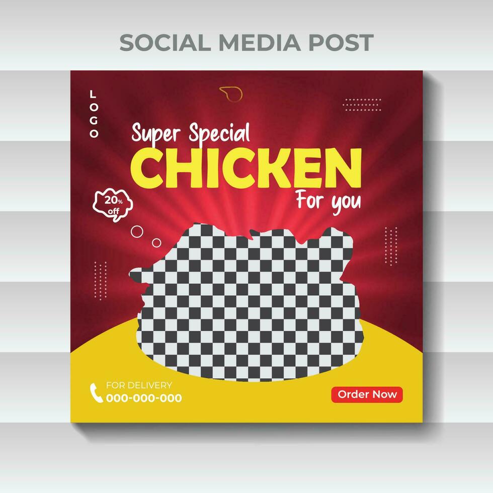 Sozial Medien Essen Hähnchen braten Beförderung und Post Vorlage vektor