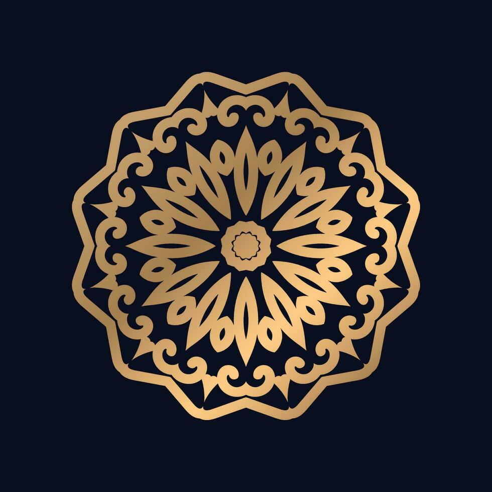 Single Blumen- golden Mandala Design Hintergrund Vektor