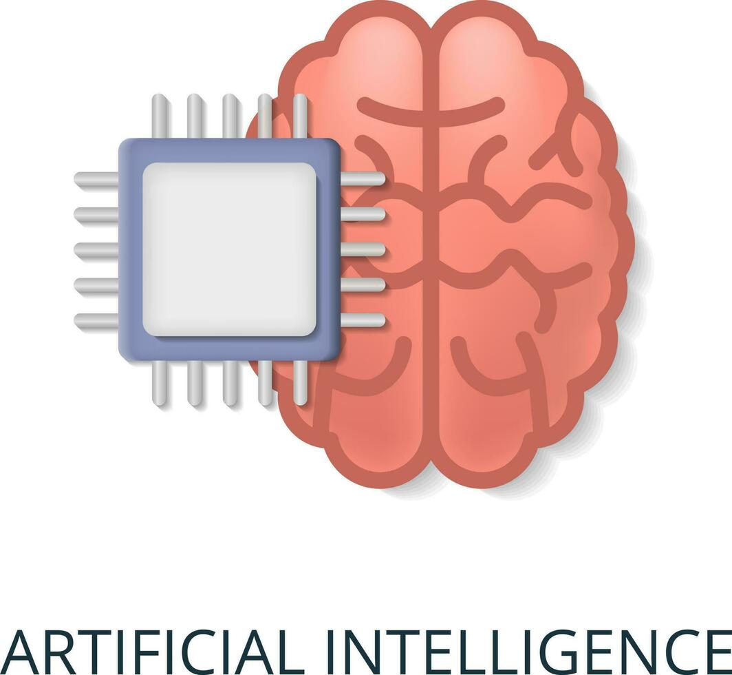 artificiell intelligens ikon. 3d illustration från internet av saker samling. kreativ artificiell intelligens 3d ikon för webb design, mallar, infographics och Mer vektor