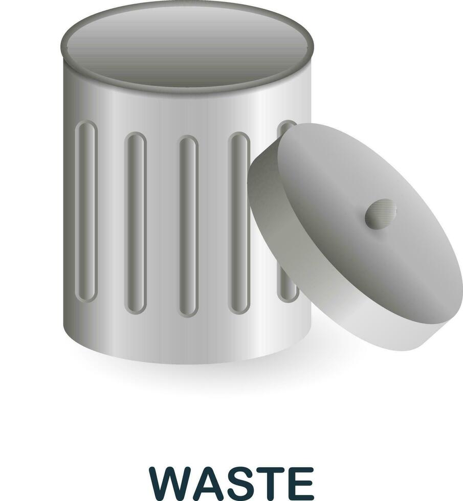 avfall ikon. 3d illustration från klimat förändra samling. kreativ avfall 3d ikon för webb design, mallar, infographics och Mer vektor