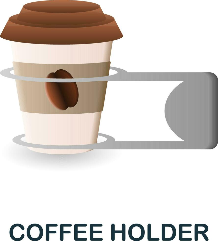 Kaffee Halter Symbol. 3d Illustration von Kaffee Sammlung. kreativ Kaffee Halter 3d Symbol zum Netz Design, Vorlagen, Infografiken und Mehr vektor