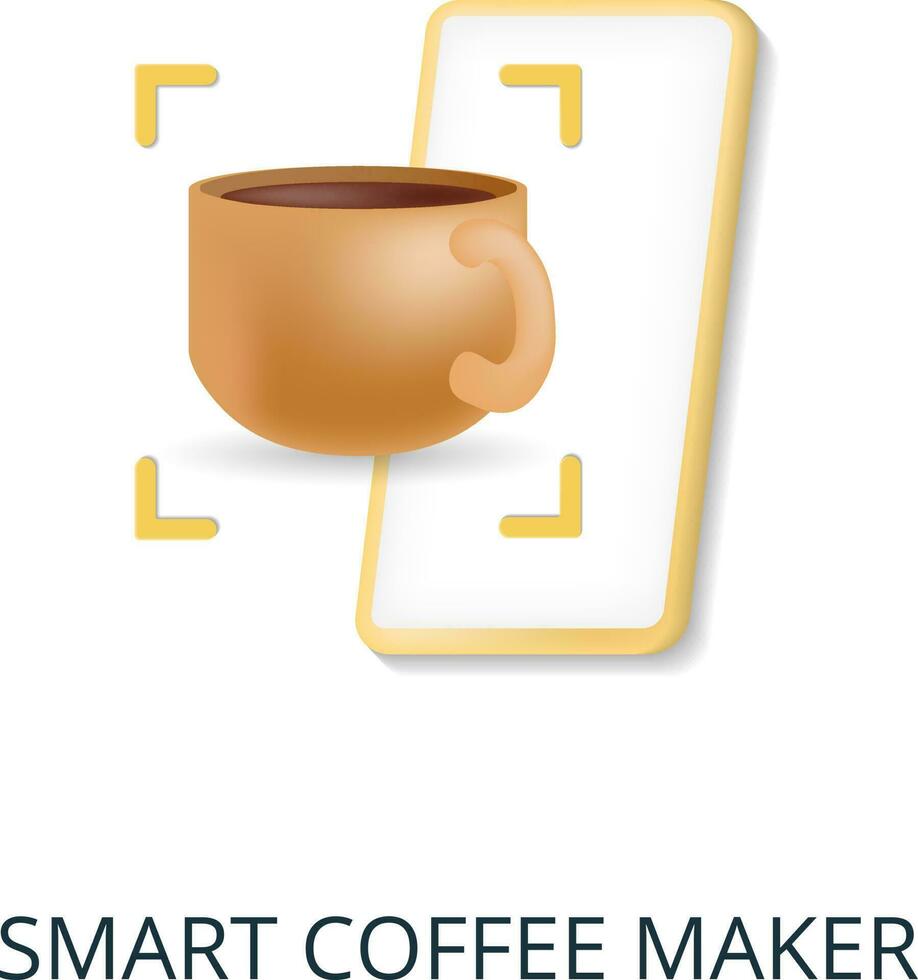Clever Kaffee Hersteller Symbol. 3d Illustration von Internet von Dinge Sammlung. kreativ Clever Kaffee Hersteller 3d Symbol zum Netz Design, Vorlagen, Infografiken und Mehr vektor