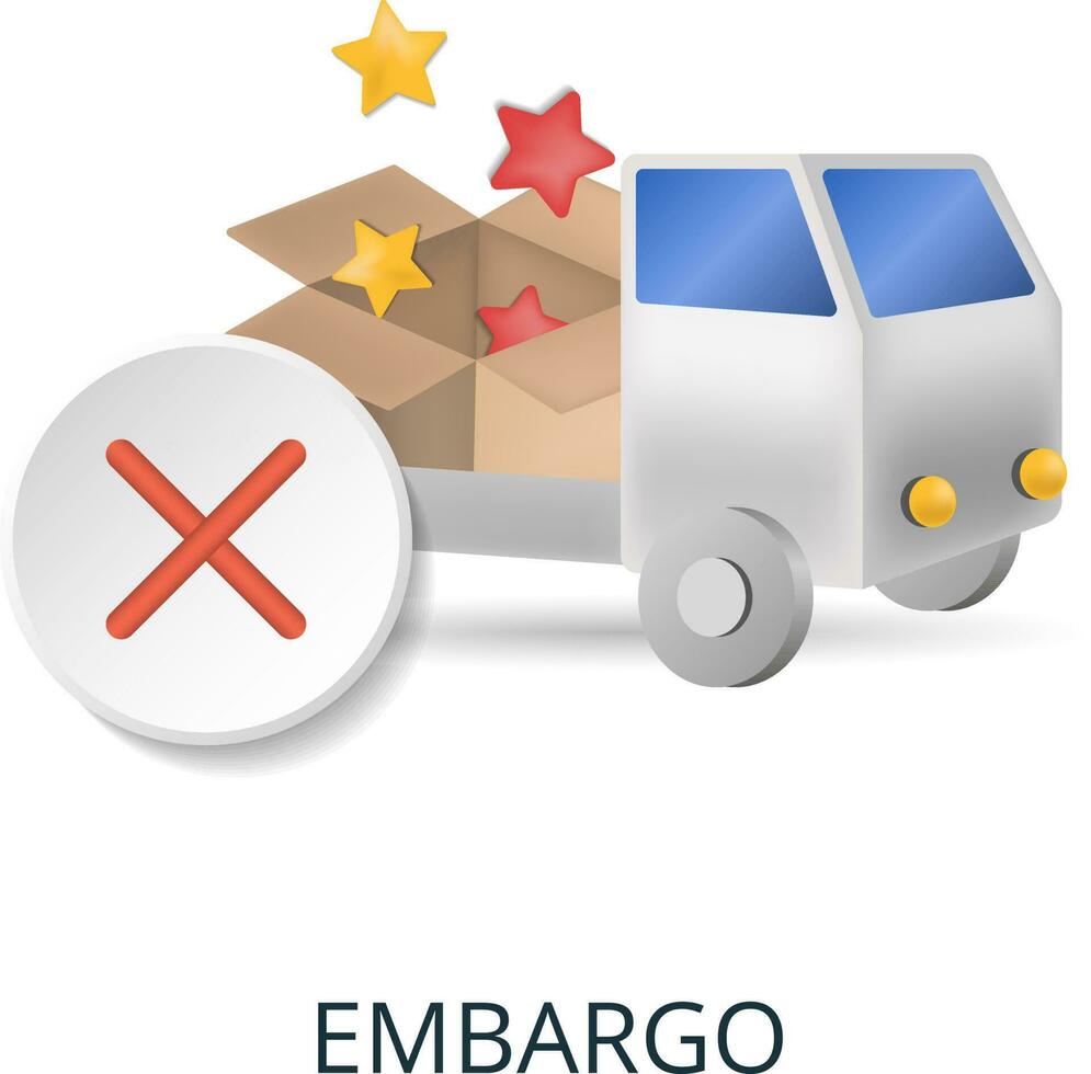 Embargo Symbol. 3d Illustration von wirtschaftlich Krise Sammlung. kreativ Embargo 3d Symbol zum Netz Design, Vorlagen, Infografiken und Mehr vektor