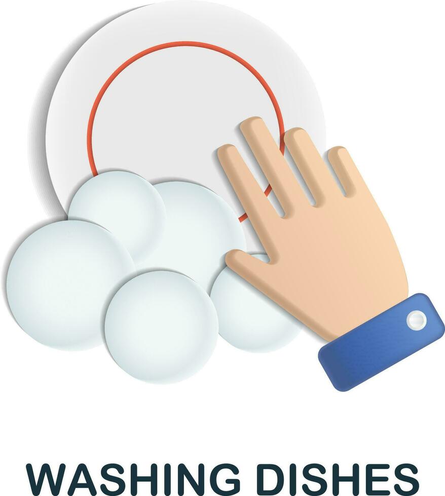tvättning maträtter ikon. 3d illustration från rengöring samling. kreativ tvättning maträtter 3d ikon för webb design, mallar, infographics och Mer vektor