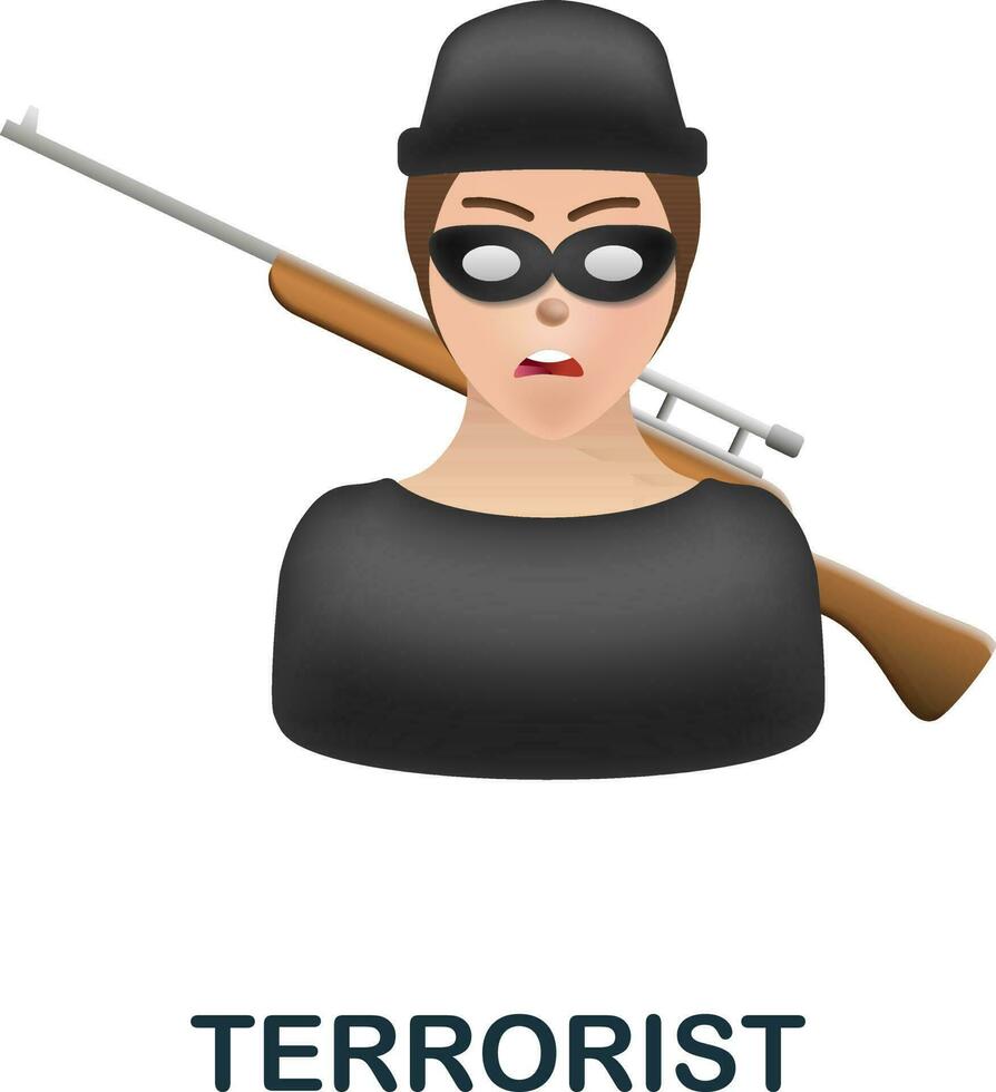 Terrorist Symbol. 3d Illustration von Verbrechen Sammlung. kreativ Terrorist 3d Symbol zum Netz Design, Vorlagen, Infografiken und Mehr vektor