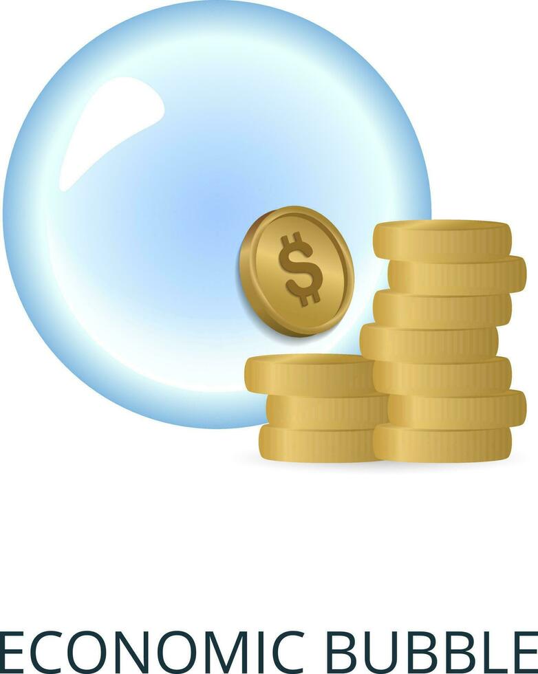 ekonomisk bubbla ikon. 3d illustration från ekonomisk kris samling. kreativ ekonomisk bubbla 3d ikon för webb design, mallar, infographics och Mer vektor