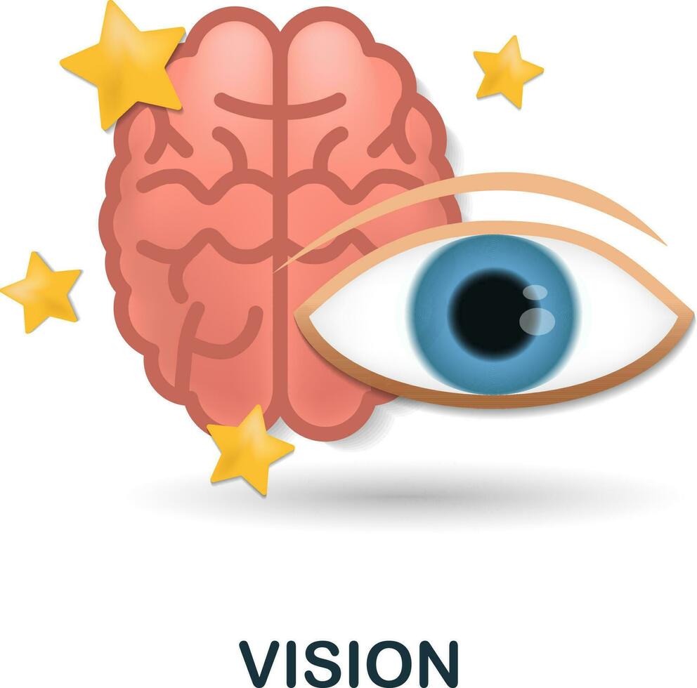Vision Symbol. 3d Illustration von Gehirn Prozesse Sammlung. kreativ Vision 3d Symbol zum Netz Design, Vorlagen, Infografiken und Mehr vektor