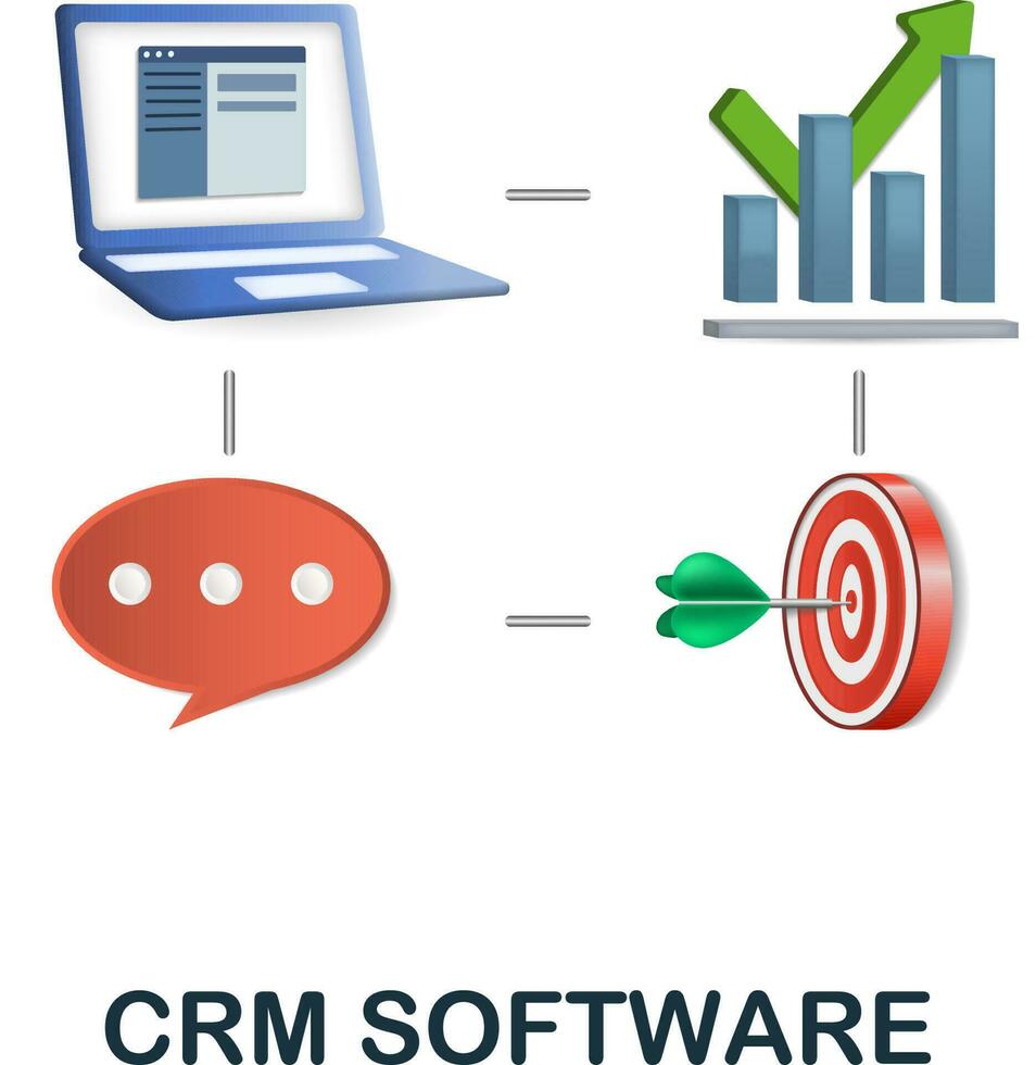 crm programvara ikon. 3d illustration från kund relation samling. kreativ crm programvara 3d ikon för webb design, mallar, infographics och Mer vektor