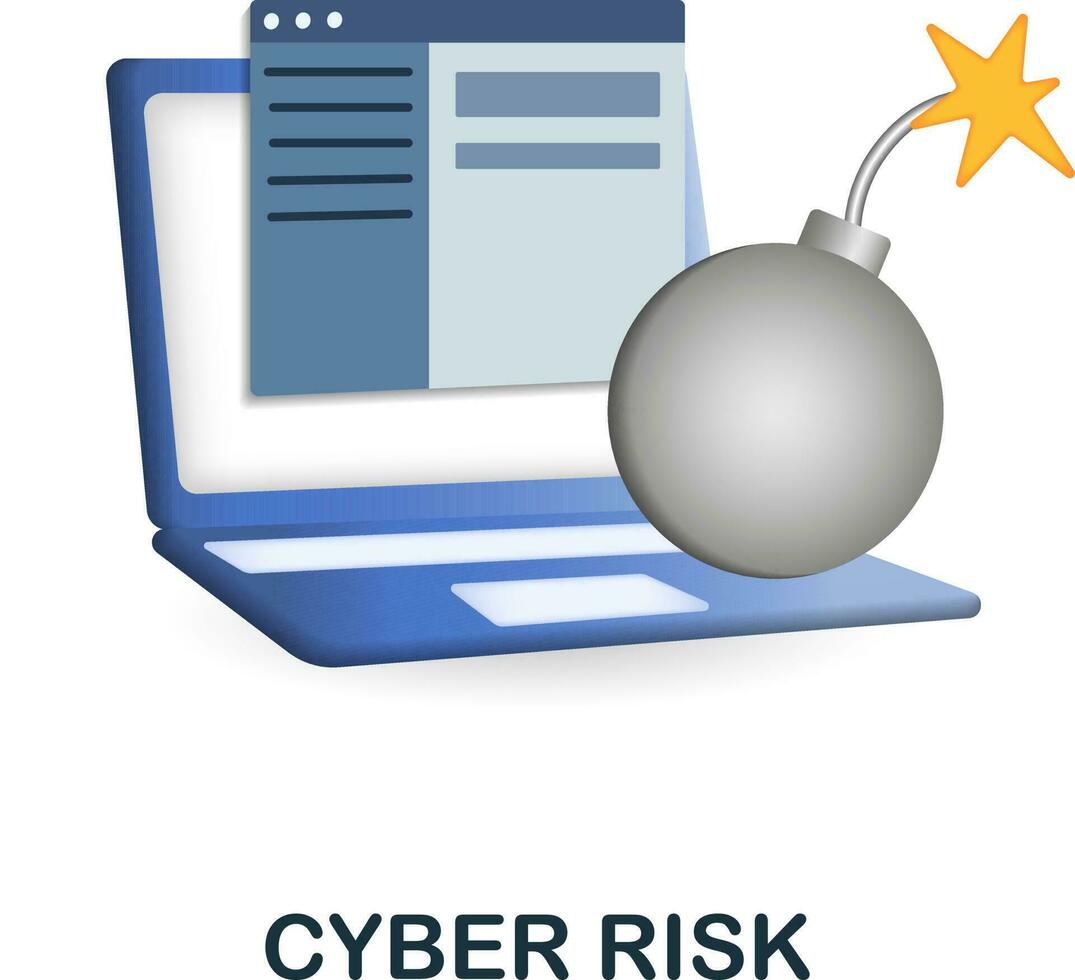 cyber risk ikon. 3d illustration från Cyber brott samling. kreativ cyber risk 3d ikon för webb design, mallar, infographics och Mer vektor