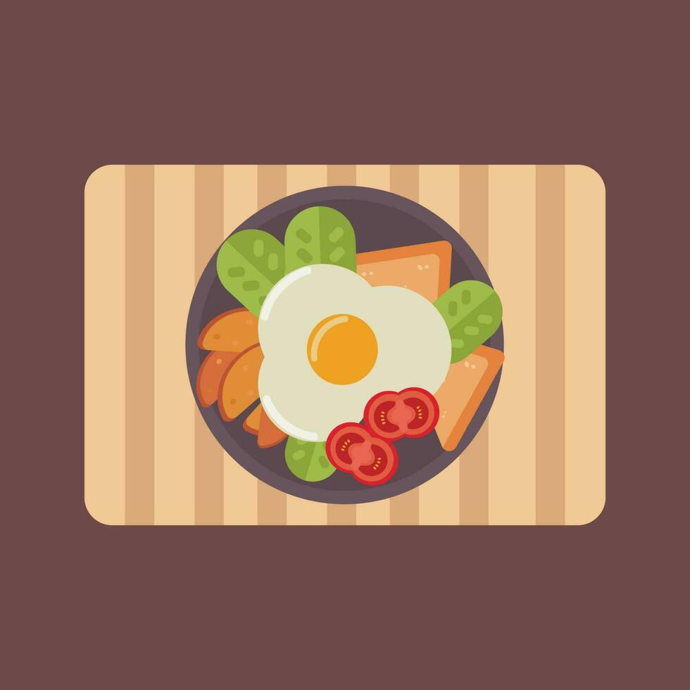 gebraten Ei, gebraten Fritteuse und Atem und Frühstück Vektor Illustration. stilvoll Restaurant Speisekarte Design