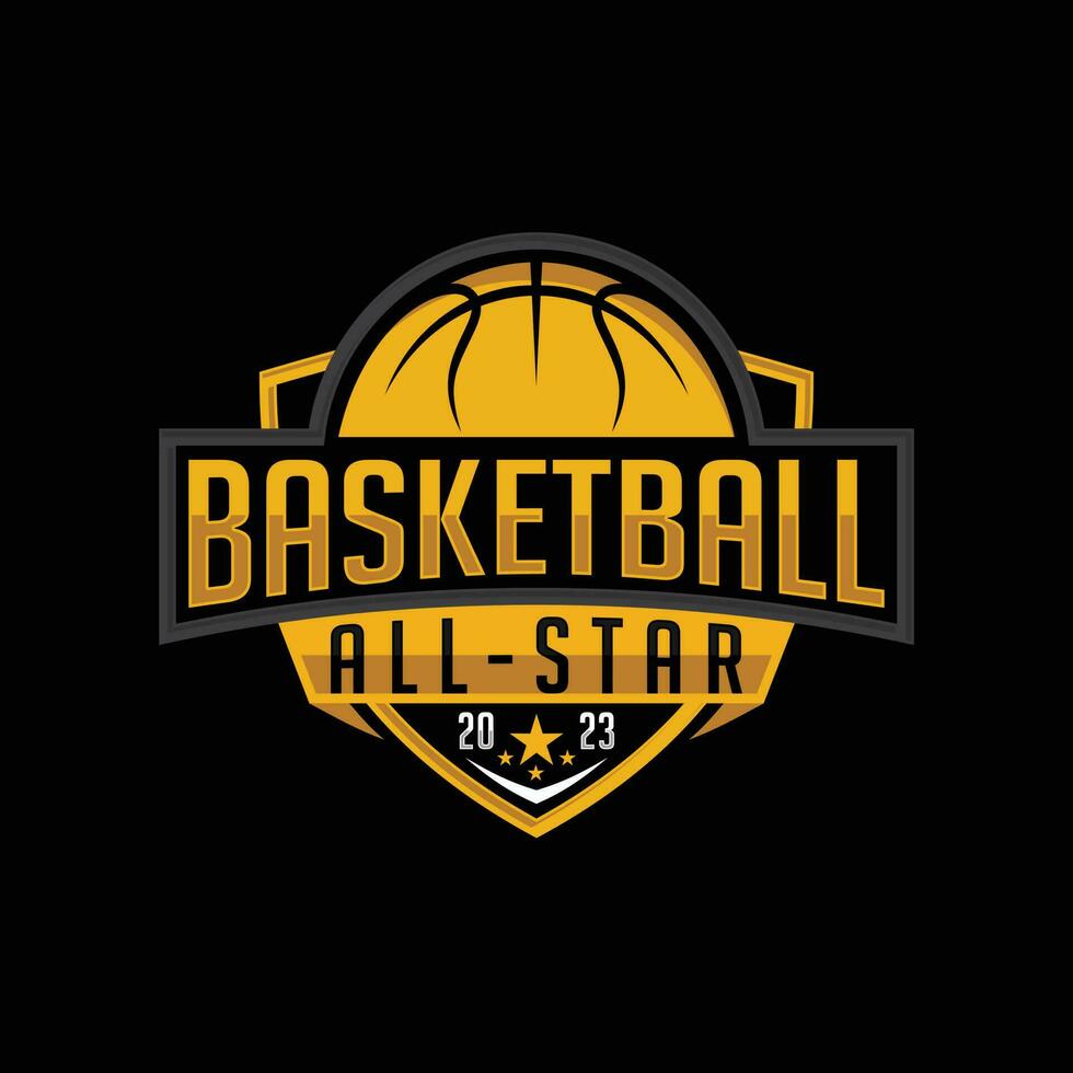 basketboll Allt stjärna 2023 vektor maskot logotyp design platt stil