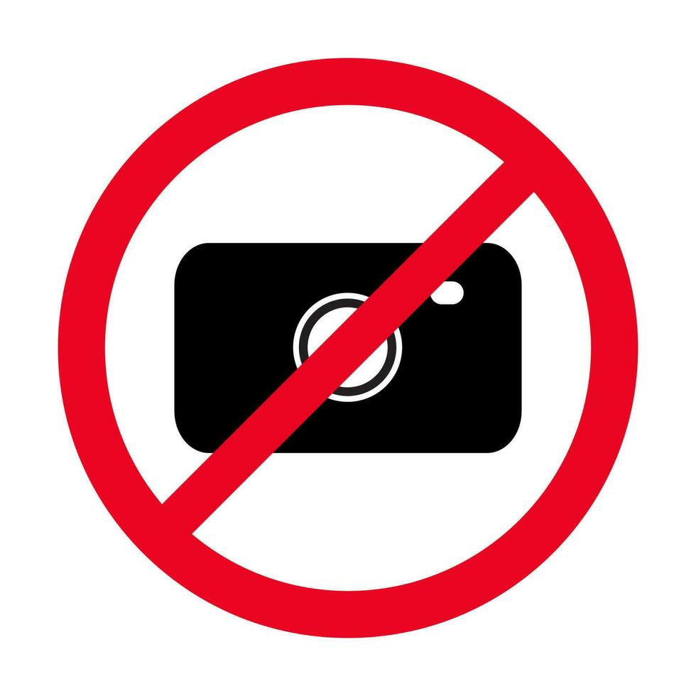 Nein Foto Kamera, Nein Fotografie Zeichen eben Symbol Vektor illustraion