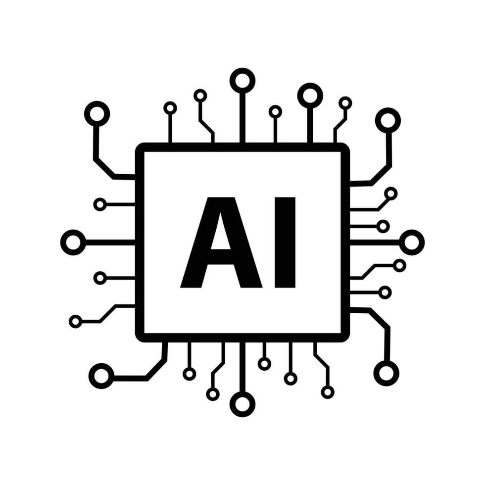 artificiell intelligens ai processor chip vektor ikon symbol för grafisk design, logotyp, webbplats, sociala medier, mobilapp, ui illustration