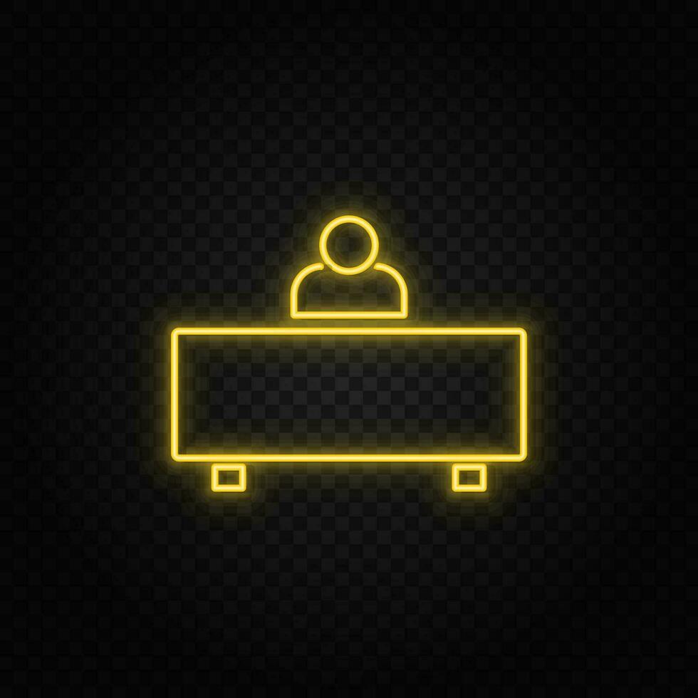 Arbeitsplatz, Benutzer Gelb Neon- Symbol .transparent Hintergrund. Gelb Neon- Vektor Symbol.