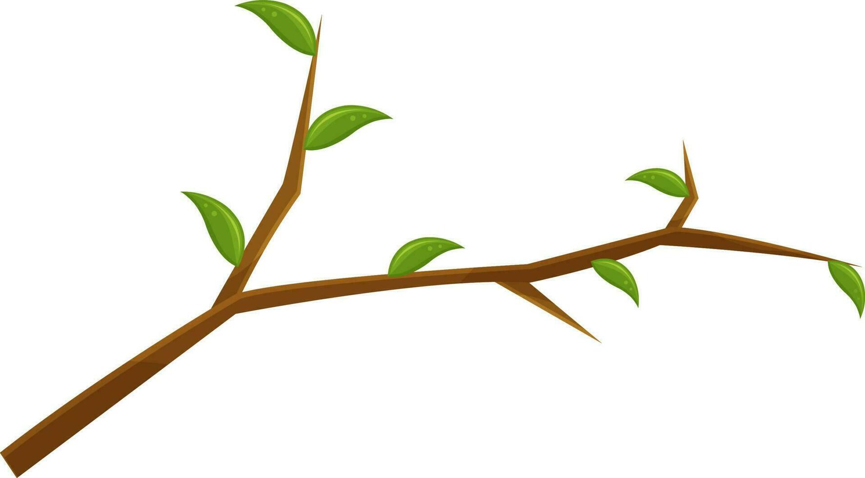 Vektor Illustration von ein Baum Zweig, ein gebrochen Zweig, ein hölzern Knoten mit Blätter