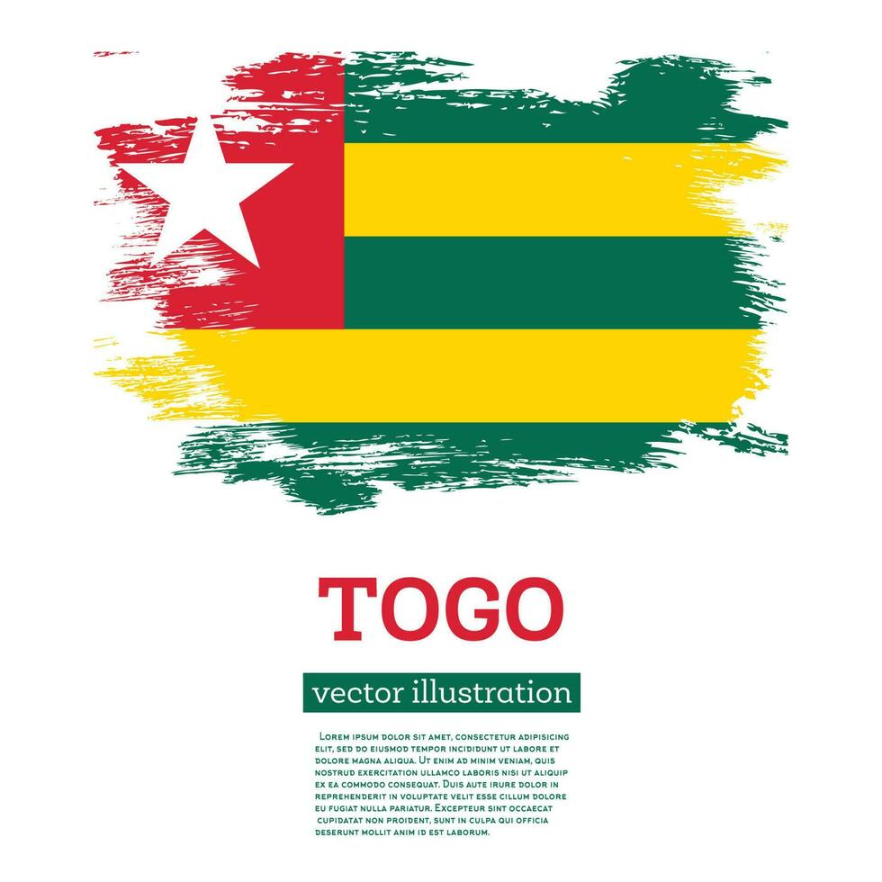 Togo flagga med borsta slag. oberoende dag. vektor